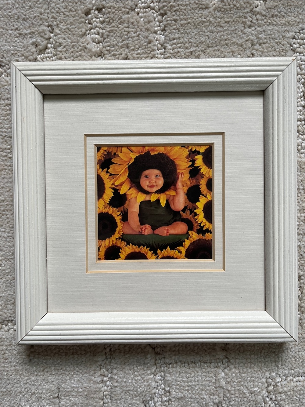 Anne Geddes Sunflower Baby Small Framed Print